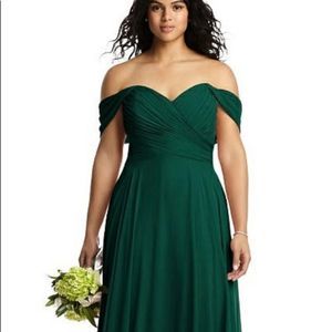 Forest green Dessy off the shoulder gown. Never worn!